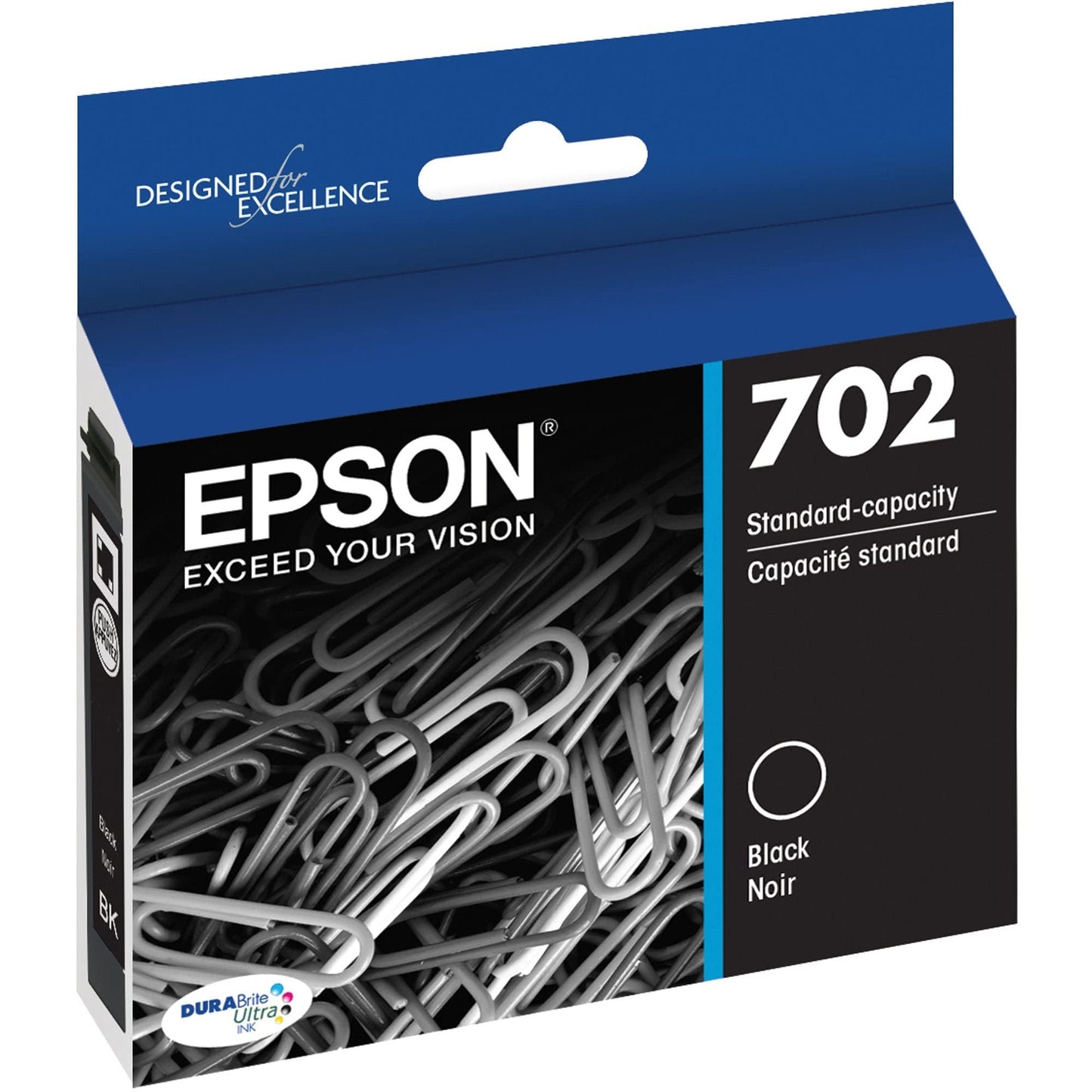 EPSON 702 DURABrite Ultra Ink Standard Capacity Black Cartridge (T702120-S) Works with WorkForce Pro WF-3720, WF-3730, WF-3733