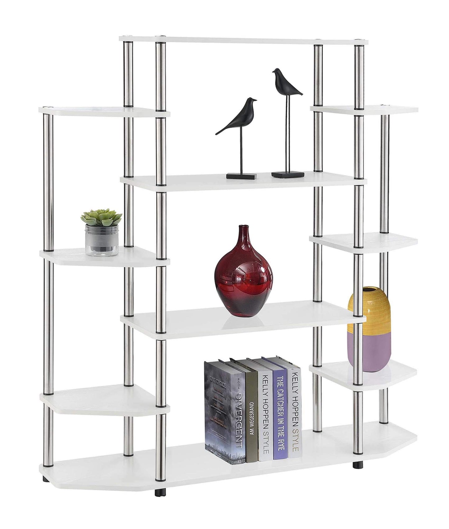 Convenience Concepts Designs2Go White Wall Unit Bookshelf with Seven Tiers - WoodArtSupply