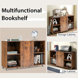 Tangkula Wood File Cabinet with Wheels, Mobile Storage Cabinet with 6 Compartments, Open Storage Shelf, Large Lateral Filing Cabinet, Storage Unit Bookcase for Home, Office (Rustic Brown) Tangkula