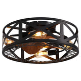 MOOONICHE 20" Caged Ceiling Fans with Lights, Modern Dimmable Flush Mount Ceiling Fan with Lights Remote, Black Low Profile Ceiling Fan for Bedroom, Kitchen,6 Speed Reversible MOOONICHE