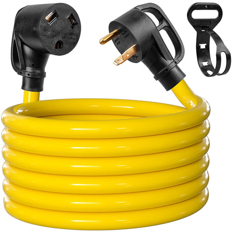 30 Amp 10FT RV Extension Cord with Grip Handle, 3 Prong 250 Volt, Power Extension Cord Waterproof with Power Cord Organizer, NEMA TT-30P to NEMA TT-30R, UL Listed Kulemax