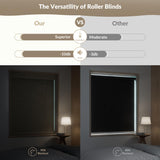 Boolegon Blackout Roller Shades for Indoor Windows, Cordless Linen Fabric-Matched Roller Blinds, Easy to Install Privacy UV Protection Roll Up Blinds for Home Office, Oatmeal, Custom Size Boolegon