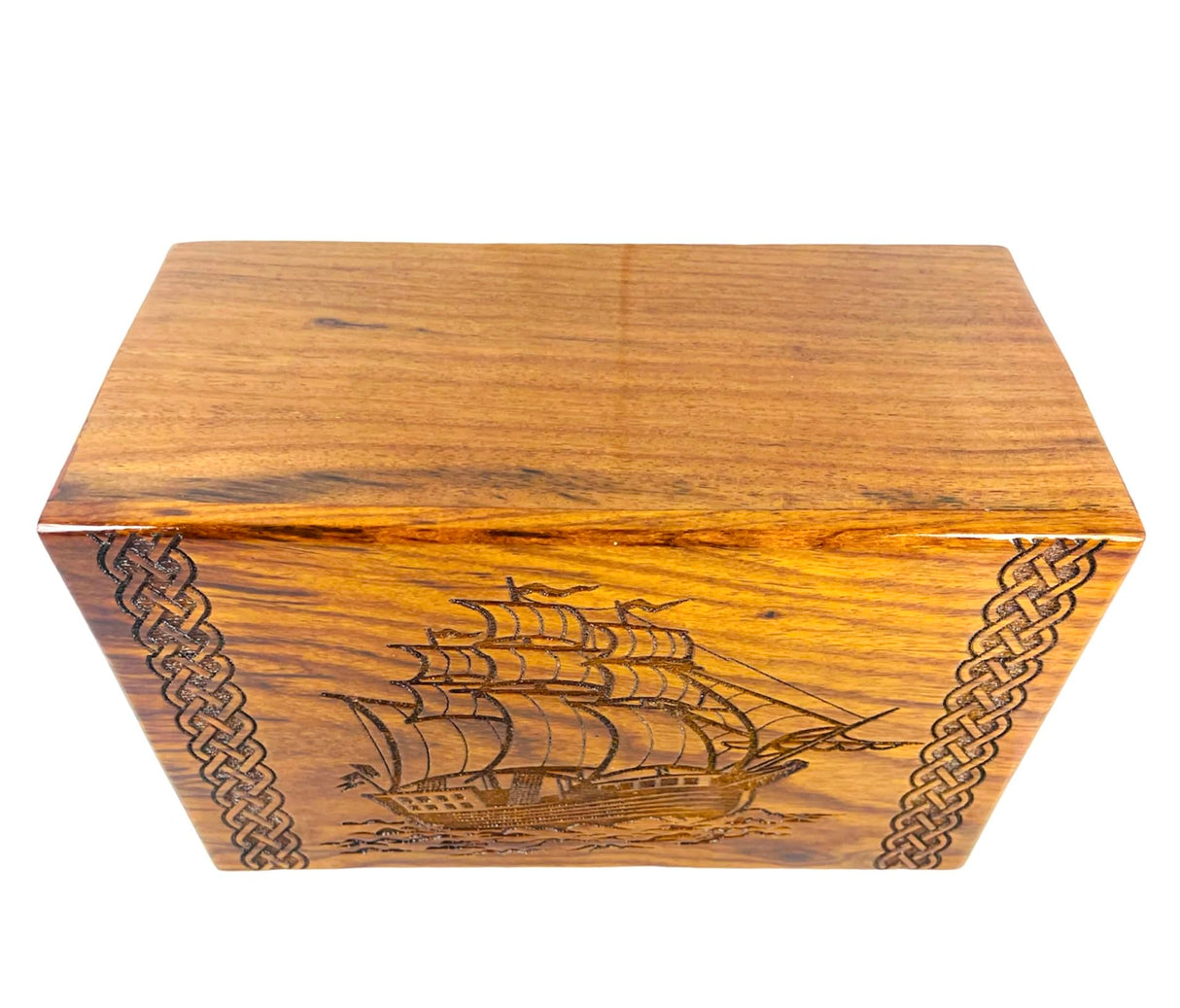 Sunrise Wood Store Wooden Urn for Human Ashes-Premium Handcrafted Rosewood Urn Box for Adult Male/Female-Handmade Viking Ship Engraved Funeral Urn Generic