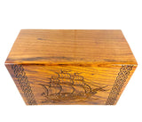 Sunrise Wood Store Wooden Urn for Human Ashes-Premium Handcrafted Rosewood Urn Box for Adult Male/Female-Handmade Viking Ship Engraved Funeral Urn Generic
