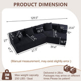 129.5" Modular Sectional Sofa, Cloud Memory Foam Couch, Modern Curved Couch Chenille Upholstered Deep Seat Sofa with 5 Pillows, No Assembly Required Oversized Corner Couches for Living Room (Black) IZLKQC