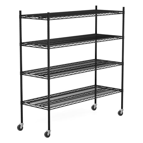 Vioranex Heavy Duty Storage Rack Metal Shelving Unit with Wheels, 4-Tier Adjustable Wire Rack Metal Shelves for Garage, Pantry, Kitchen, 59" W x 19.5" D x 62.3" H Vioranex