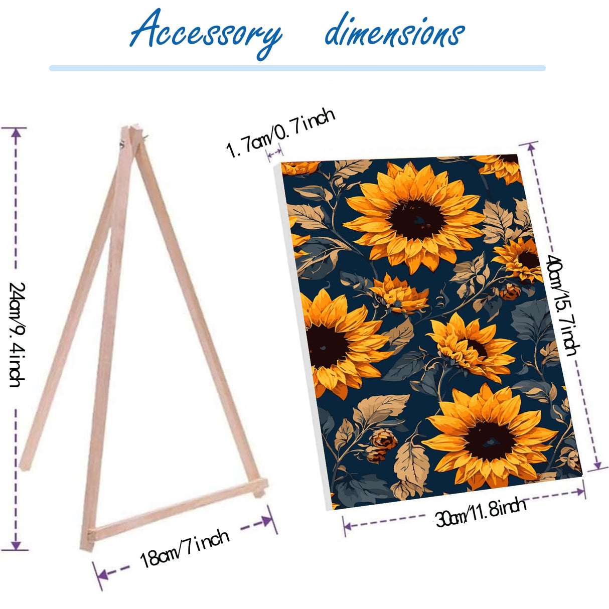 hyzsj Paint by Numbers Kit for Adults with Frame,Sunflowers Paint by Numbers for Adults, Paint by Number with Easel, DIY Paint by Number Kits for Home Wall Decor（11.8x15.7inch hyzsj