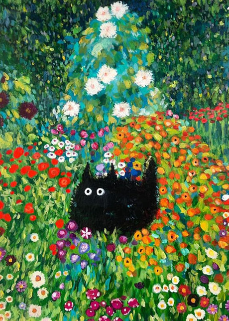 DIY Diamond Painting Art Kit for Adults, 5D Diamond Painting Kits, Diamond Painting Kit, Diamond Art - Flowers and Black Cats, Cat Diamond Painting,Home Wall Decoration [11.8x15.7 inches] ARPADAMO