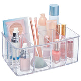 STORi 5-Compartment Clear Plastic Organizer | Rectangular Divided Makeup and Vanity Storage Bin and Office Desk Caddy | Scalloped Wall Design | Made in USA STORi