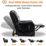 LITVZ Recliner with Lift Assist for Seniors, Heavy Duty Lay Flat Recliner 180-Degree, Dual Motor Power Stand Up Lift Chair with Massage and Heat, Infinite Position Electric Recliner Chair for Elderly LITVZ