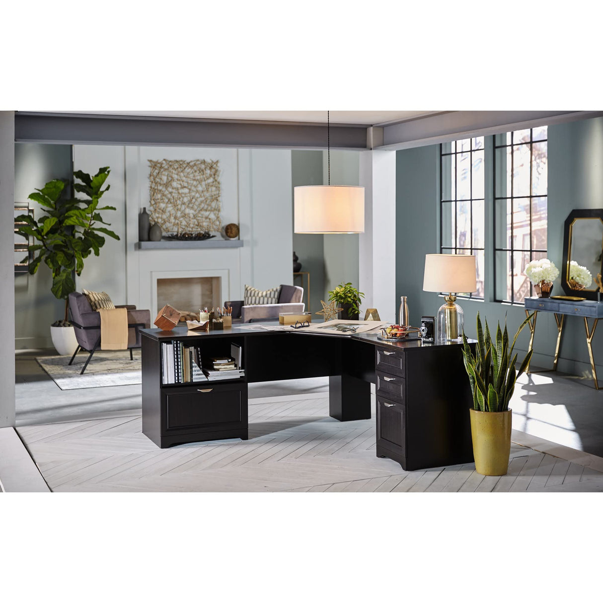 Realspace® Magellan Performance 71"W L-Shaped Corner Desk, Espresso Realspace