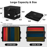 Fireproof Document Box with Lock, ETRONIK 2 Layer File Organizer with 5 Tab Inserts, Portable Office Collapsible File Storage with Reflective Strip for Hanging Letter, Legal Size Folder, Certificate ETRONIK