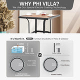 PHI VILLA Patio Bar Table, Outdoor Bar Height Bistro Table with Wooden-Like Table Top & Metal Frame, Brown PHI VILLA