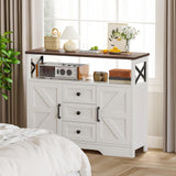 YGEOMER Buffet Cabinet Sideboard Farmhouse Coffee Bar with 3 Drawers and 2 Doors, Wood Kitchen Table Wine Bar Storage Cabinet for Dining Room YGEOMER