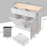 Spurgehom Double Door Trash Cabinet Kitchen Waste Bins,Tilt Out Laundry Hamper Cabinet with Hideaway Drawer Storage Bag, 10 Gallon Pet Proof Trash Can for Living Room,White Spurgehom