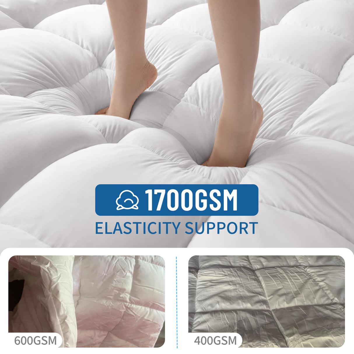 LIANLAM King Mattress Topper - Extra Firm Support Pillow Top,attress Pad Cover, Gel-Infused Memory Foam for Pressure Relief with 6"-18" Deep Pocket(78"x80") LIANLAM