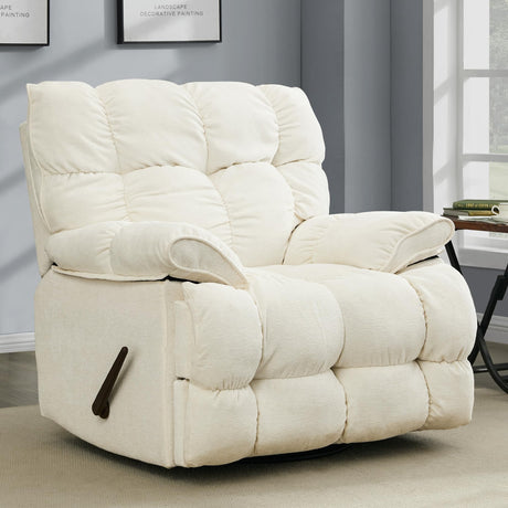 Pationate Oversized Rocker Recliner Chair,Manual Swivel Rocker Recliner for Living Room,Overstuffed Extra Wide Rocking Recliners Soft with Breathable Soft Fabric，Up to 350lbs (Manual, White) Pationate