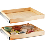 Menkxi 2 Set Pull out Tray Cabinet Organizer Wooden Pull out Drawers Organizer Slide out Pantry Shelf for Base Cabinet Kitchen Gentle Close Fully Assembled Storage Accessories(27'' X 21'' X 3") Menkxi