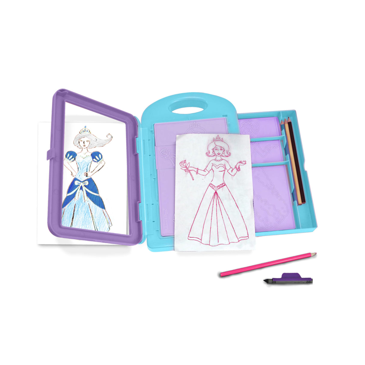 Melissa & Doug Princess Design Activity Kit - 9 Double-Sided Plates, 4 Colored Pencils, Rubbing Crayon Melissa & Doug
