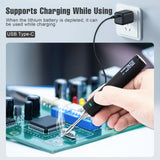 Cordless Soldering Iron Kit, 1200mAh USB Rechargeable Soldering Iron, 3 Temperature Adjustable Wireless Soldering Iron for Small Soldering Projects, Home Appliance Repair, DIY ELMCONFIG