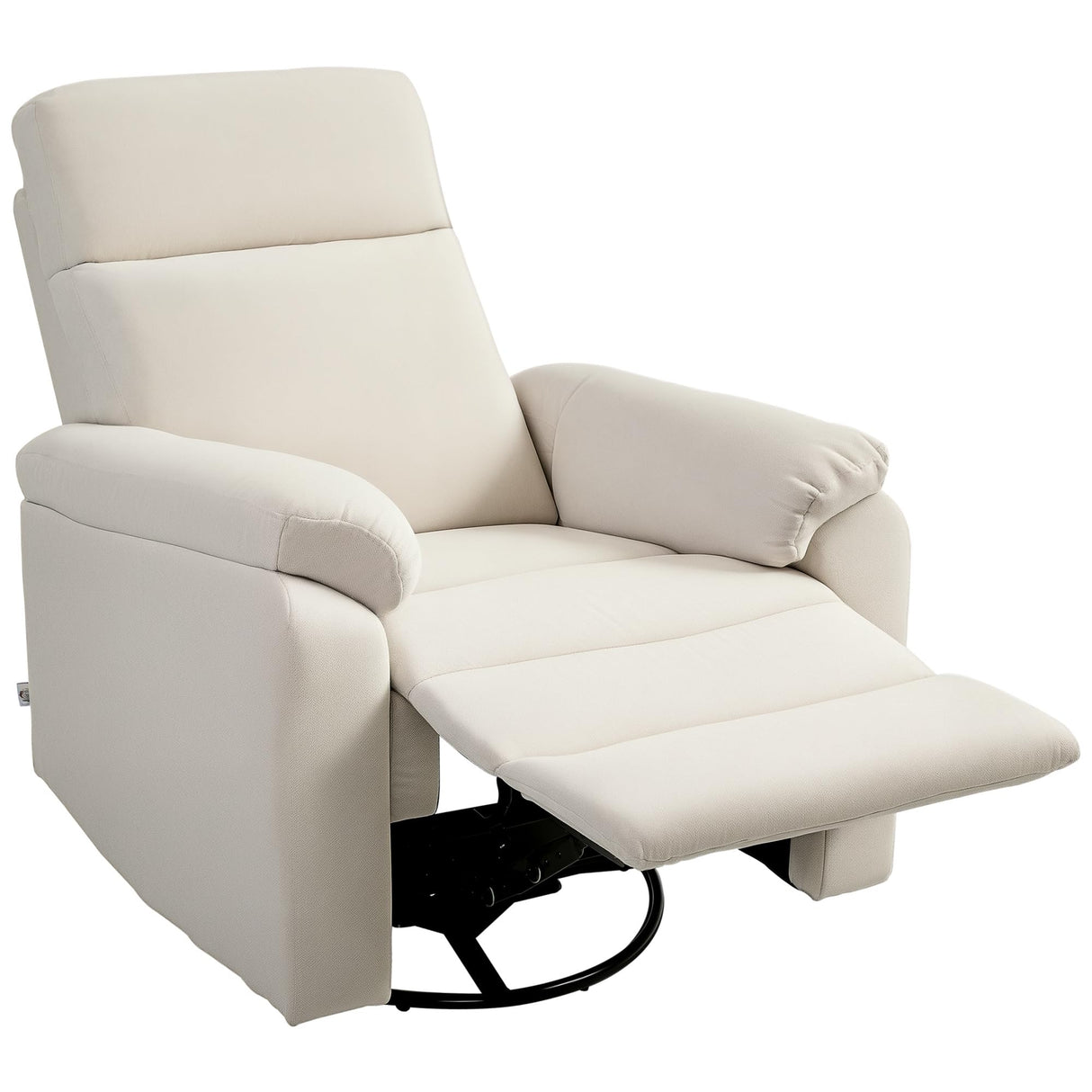 HOMCOM Swivel Rocker Recliner Chair, Wide Glider Rocking Single Sofa with Pocket Spring, Footrest, Modern Fabric Overstuffed Reclining Chair for Living Room, Bedroom, Quick Assembly, Cream White HOMCOM