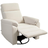 HOMCOM Swivel Rocker Recliner Chair, Wide Glider Rocking Single Sofa with Pocket Spring, Footrest, Modern Fabric Overstuffed Reclining Chair for Living Room, Bedroom, Quick Assembly, Cream White HOMCOM
