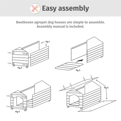 Beethoven Agropet Outdoor and Indoor Dog House, Cozy Wooden Pet Shelter for Dogs, Puppy, Cats, Dog Cave with Elevated Floor (Cherry Wood, Medium N4) - WoodArtSupply