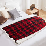 Touchat Sherpa Red and Black Buffalo Plaid Christmas Twin Blanket 60" X 70", Fuzzy Fluffy Soft Cozy Throw Blanket, Fleece Flannel Plush Microfiber Blanket for Couch Bed Sofa Touchat