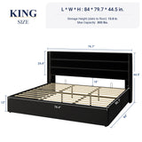 Allewie King Size Velvet Lift Up Storage Bed, Modern Wingback Headboard, Hydraulic Support, No Box Spring Needed, Black Allewie