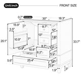 30" Bathroom Vanities with Ceramic Sink, Storage Cabinet with 3 Drawers and Door Shelf, Soft-Closing Door, Solid Wood Legs, Black Merax