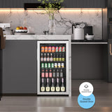 Erivess Compact Freestanding Beverage Refrigerator,126 Can/3.2 Cubic Feet Mini Fridge with Glass Front Door for Soda, Beer or Wine, Under Counter Small Refrigerator with Adjustable Shelves Erivess
