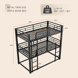 AnoYishev Triple Bunk Bed for Kids,Twin Over Twin Over Twin Metal Bunkbeds with Ladder for Kids Teens Bedroom, No Box Spring Needed, Easy Assembly (Black) AnoYishev