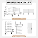 HUHOLE 32 x 12 inch Clamp On Desk Pegboard, Black Metal Desktop Organizer, Desk Accessories for Gaming & Office, Versatile Clamp-On Pegboard for Organization and Storage HUHOLE