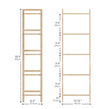HITNET Tall Narrow Bookshelf, 5 Tier Bathroom Shelf Bamboo, Floor Standing Display Storage Organizer for Small Space, Adjustable Shelves, Natural Wood Bookcase HITNET