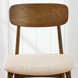 Best Choice Products Bar Stool Set of 2, Modern Farmhouse Counter Height Stools w/Armless Upholstered Cushioned Seat, Wooden Curved Backrest - Walnut/Cream Best Choice Products