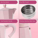 Paris Hilton Stovetop Espresso and Coffee Maker, Italian & Cuban Style Coffee Pot with Iconic Heart Knob, Perfect for Rich Aromatic Espresso, Makes up to 6 Espresso Cups, Pink Paris Hilton