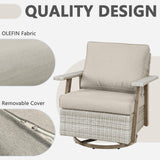 Auzfy 2 Pieces Oversized Outdoor 360° Swivel Rocker Patio Chairs Set, Outdoor Swivel Rocking Glider Chairs Set of 2, PE Wicker Rattan Outdoor Patio Swivel Rocking Furniture Set, Grey Auzfy