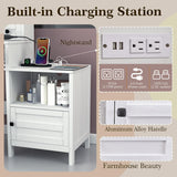 MECHYIN Vanity Desk with Sliding Mirror and Lights, 49'' Farmhouse Makeup Vanity with Nightstand & Power Outlet, Vanity Table with Drawers, Storage Shelves, Dressing Table Set with Stool for Bedroom MECHYIN