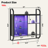 Bestier 34" LED Gaming Floating Shelf with Adjustable Glass, Industrial Pipe Design and USB Ambient Lights Bestier