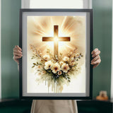 MBNTJHT Cross Paint by Numbers Kit for Adults Beginners,Easy Flowers and Christ Cross Paint by Number Kits on Canvas for Adults,DIY Acrylic Painting Art Kits for Home Wall Decor 16X20 Inch. MBNTJHT