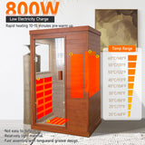 One/Single Person Sauna Far Infrared Oguman Wood Saunas Room with Red Light Therapy Home Wood Spa Dry Saunas Single Person Spa Beauty of Natural Wood 27.6"x35.2"x61.6" Light Brown cabirty