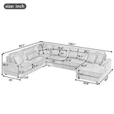 Oversized U-Shaped Sectional Sofa Modern Living Room Couch Upholstered in Soft Corduroy with a Chaise Lounge Merax