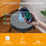 Smart Round Side Table with Charging and Smart Round Coffee Table - in Sound System, Modern Bedside Table for Nursery and Bedroom, Nightstands with Charging Station (Black) uuffoo