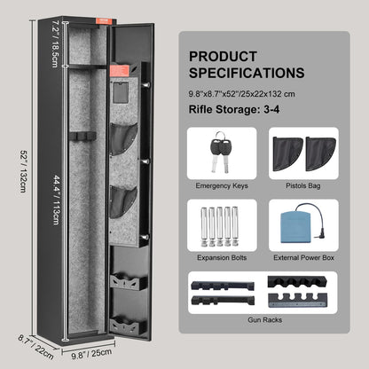 VEVOR Gun Safe for 2 Rifles, Equipped with Locking Mechanism & Digital Code Entry, Fast-Access Firearm Storage Unit with Adjustable Shelf & Handgun Holder, Secure Rifle Keeper for Household Use