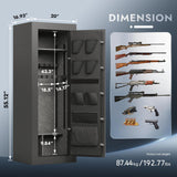 KAER Fireproof 20 Gun Safe 1400°F / 45 Minutes Biometric Gun Safe for Rifles and Pistols Rifle Safe Gun Cabinet Quick Access Gun Safes with Adjustable Shelf and Gun Rack (Gray) KAER