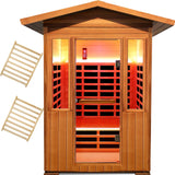 OUTEXER Outdoor Sauna 2 Person Sauna Infrared Saunas Dry Sauna Room Red Cedar and Canadian Hemlock Wood Wooden Sauna Spa 1800W APP Control 7 Color Light 48.8 * 37 * 87.4inch OUTEXER