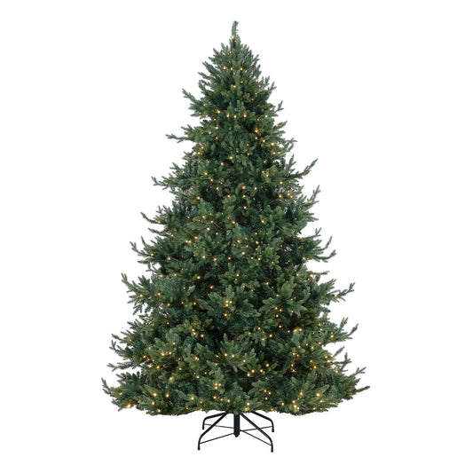 Naomi Home 9ft Traditional Christmas Tree with Lights, Realistic Classic Christmas Tree Prelit with 6230 Branch Tips, 1000 Warm Lights and Metal Stand, Aritificial Christmas Tree