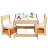 Kids Table and Chair Set, 3 in 1 Wooden Activity Table with Storage Drawer for Toddlers Drawing, Reading, Crafts, Play, 2 in 1 Detachable Tabletop GTOLV