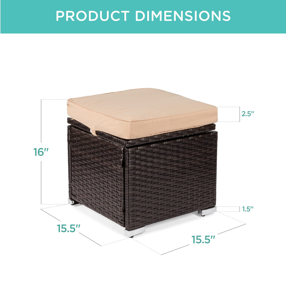 Best Choice Products Set of 2 Wicker Ottomans, Multipurpose Outdoor Furniture for Patio, Backyard, Additional Seating, Footrest, Side Table w/Storage, Removable Cushions - Brown/Beige Best Choice Products