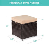 Best Choice Products Set of 2 Wicker Ottomans, Multipurpose Outdoor Furniture for Patio, Backyard, Additional Seating, Footrest, Side Table w/Storage, Removable Cushions - Brown/Beige Best Choice Products